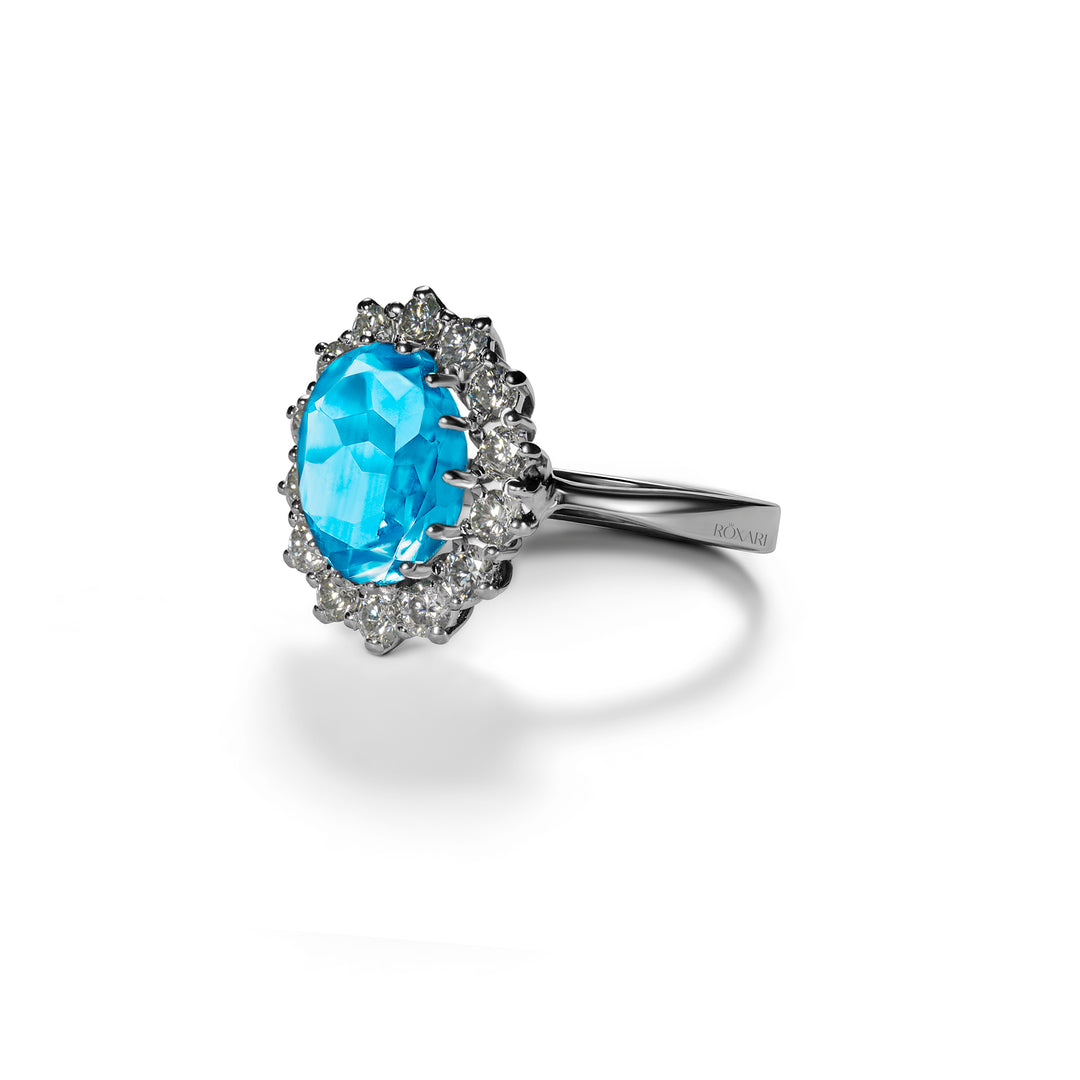 Natural Blue Topaz Diana Ring