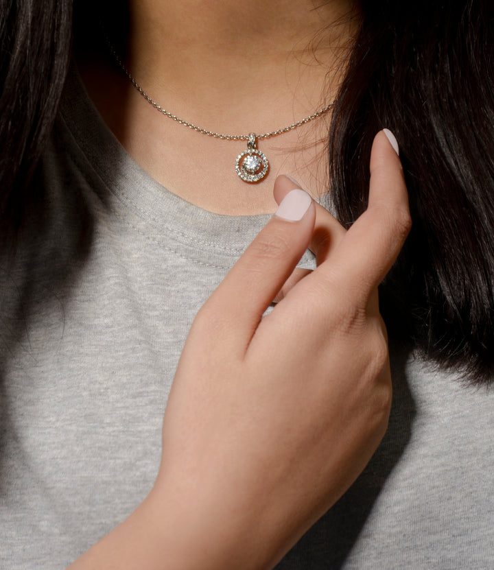 1 Carat Moissanite Diamond Celestial Halo Pendant