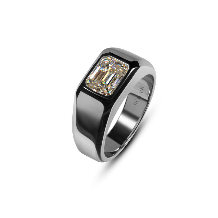 3 Carat Emerald Cut Moissanite diamond ring for men