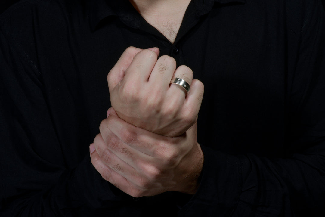 Moissanite diamond wedding band for men