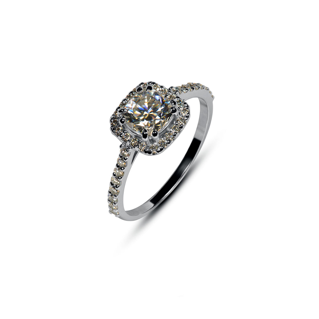 cushion cut Moissanite diamond ring