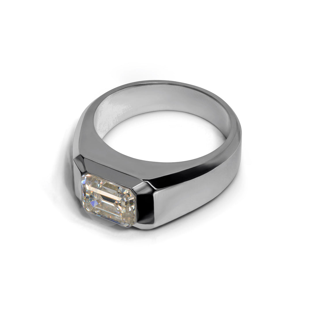 Moissanite diamond Emerald cut ring for men