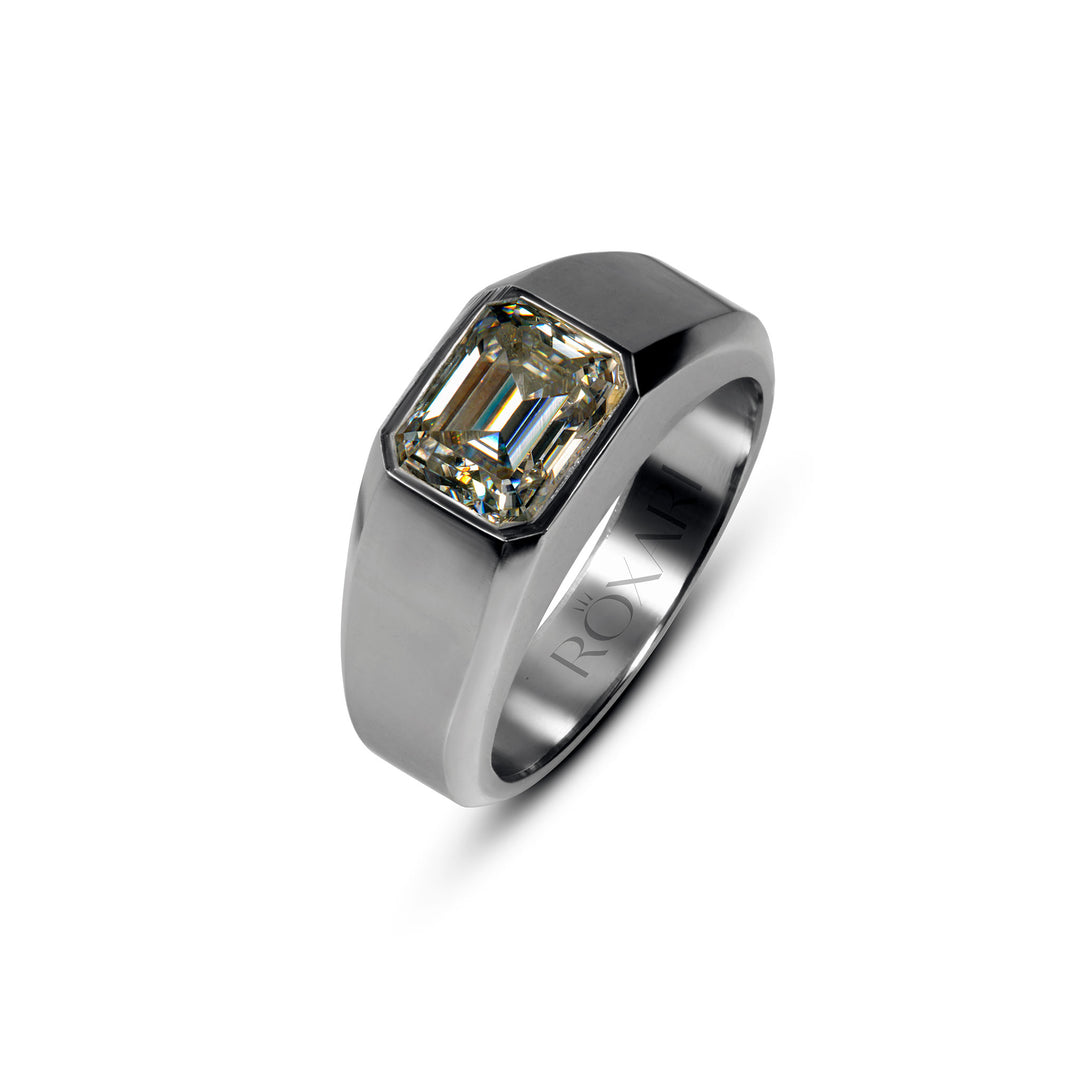 3 carat Emerald Moissanite Diamond Ring for men