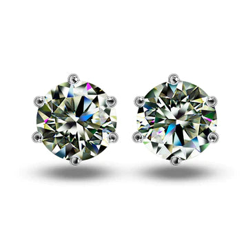 Pair of round solitaire stud earrings