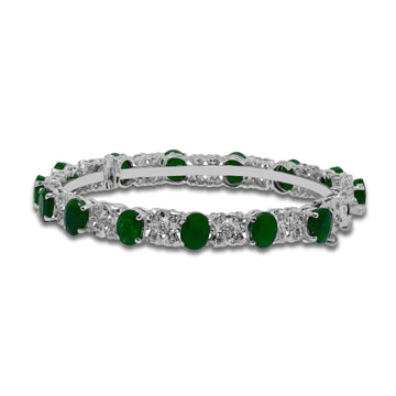 Pair of green gemstone bangles