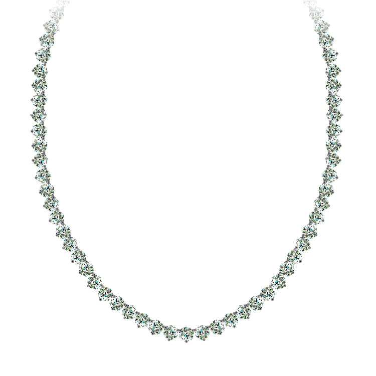 Gemstone necklace with a curved stone-set design