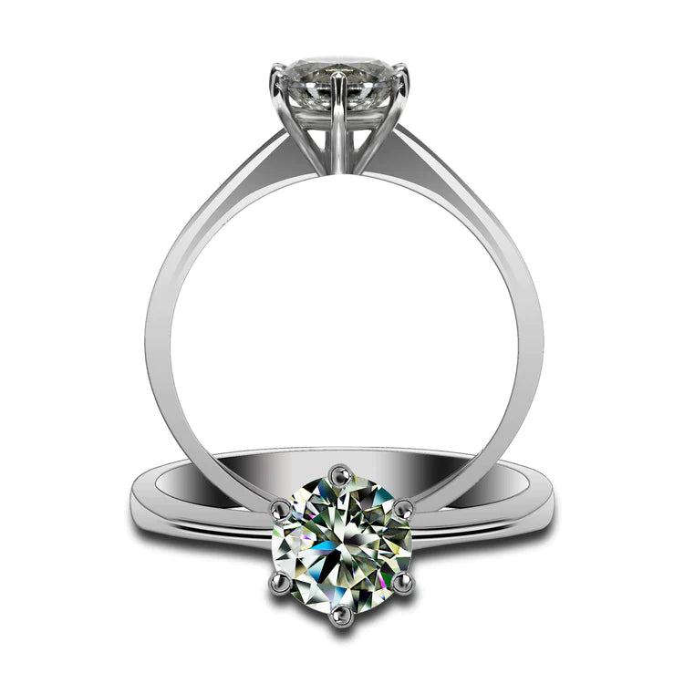 Solitaire ring shown from the front and side