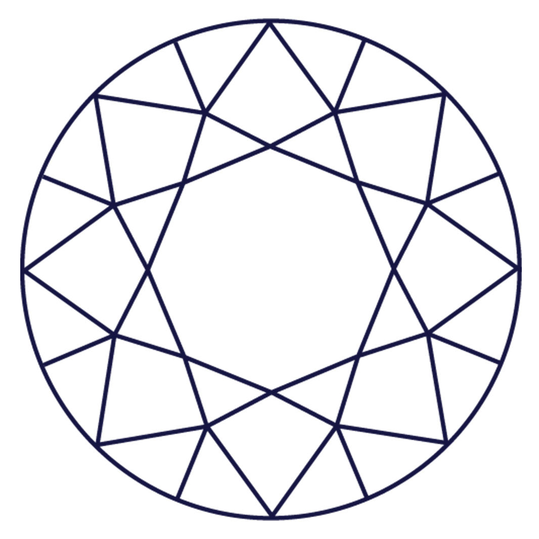 Round brilliant-cut gemstone facet diagram