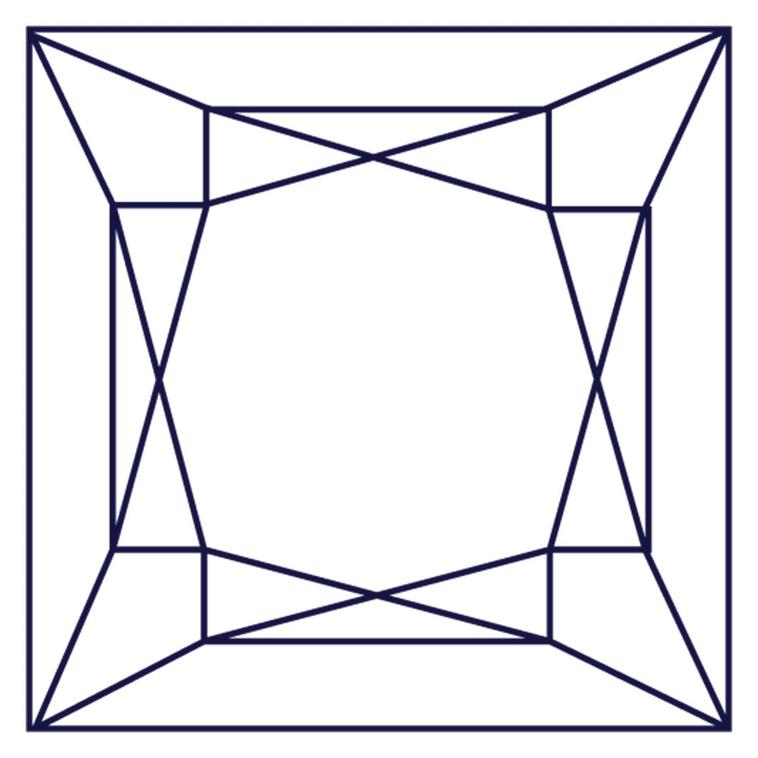 Princess-cut gemstone facet diagram
