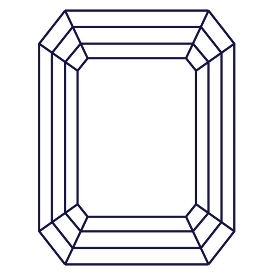 Emerald-cut gemstone facet diagram