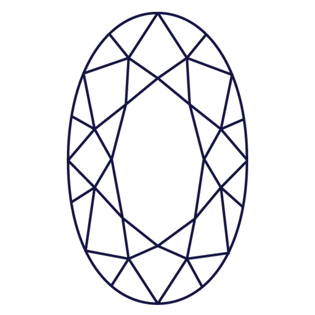 Oval-cut gemstone facet diagram