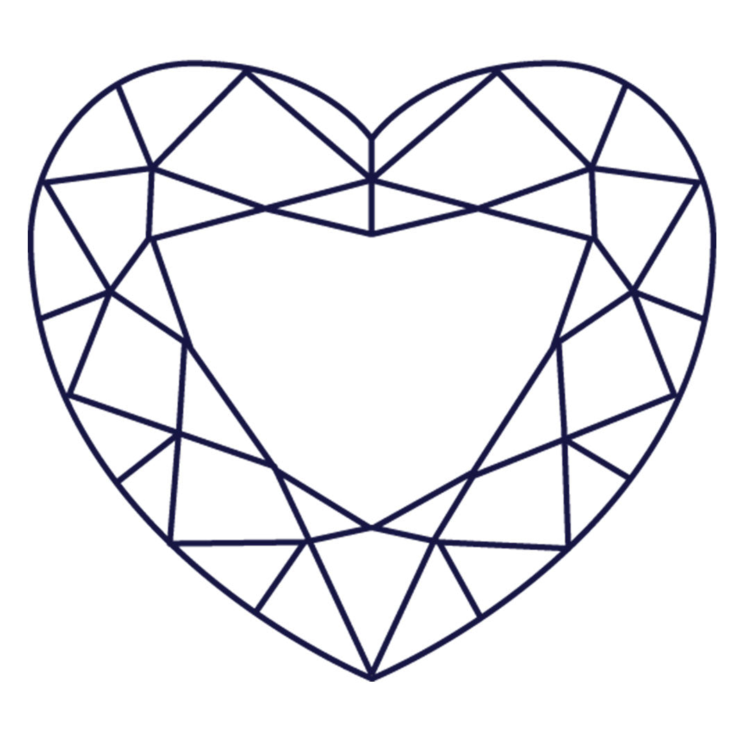 Heart-cut gemstone facet diagram