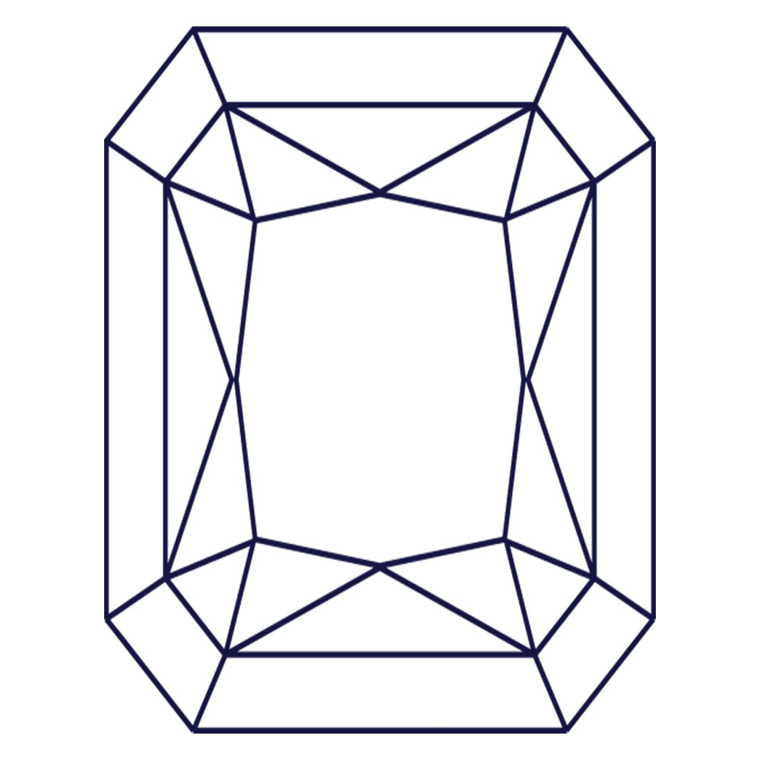 Radiant-cut gemstone facet diagram