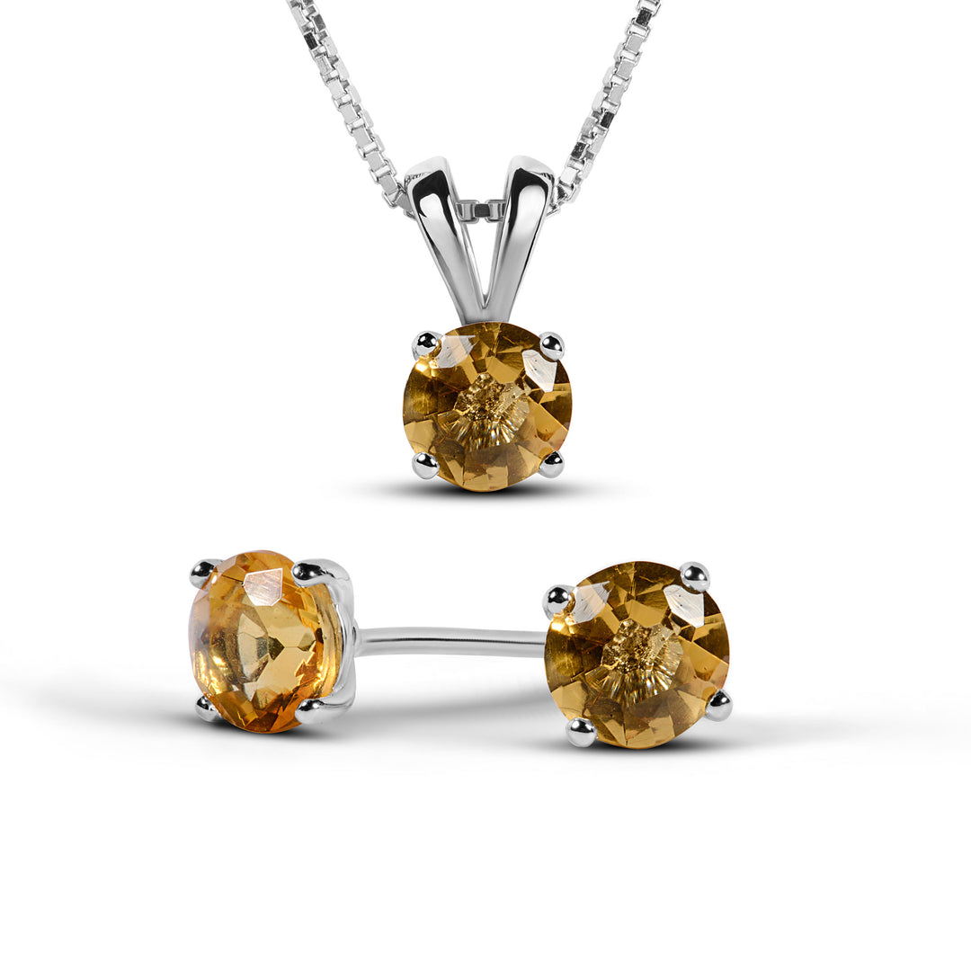 Buy Natural Golden Topaz Pendant Set 