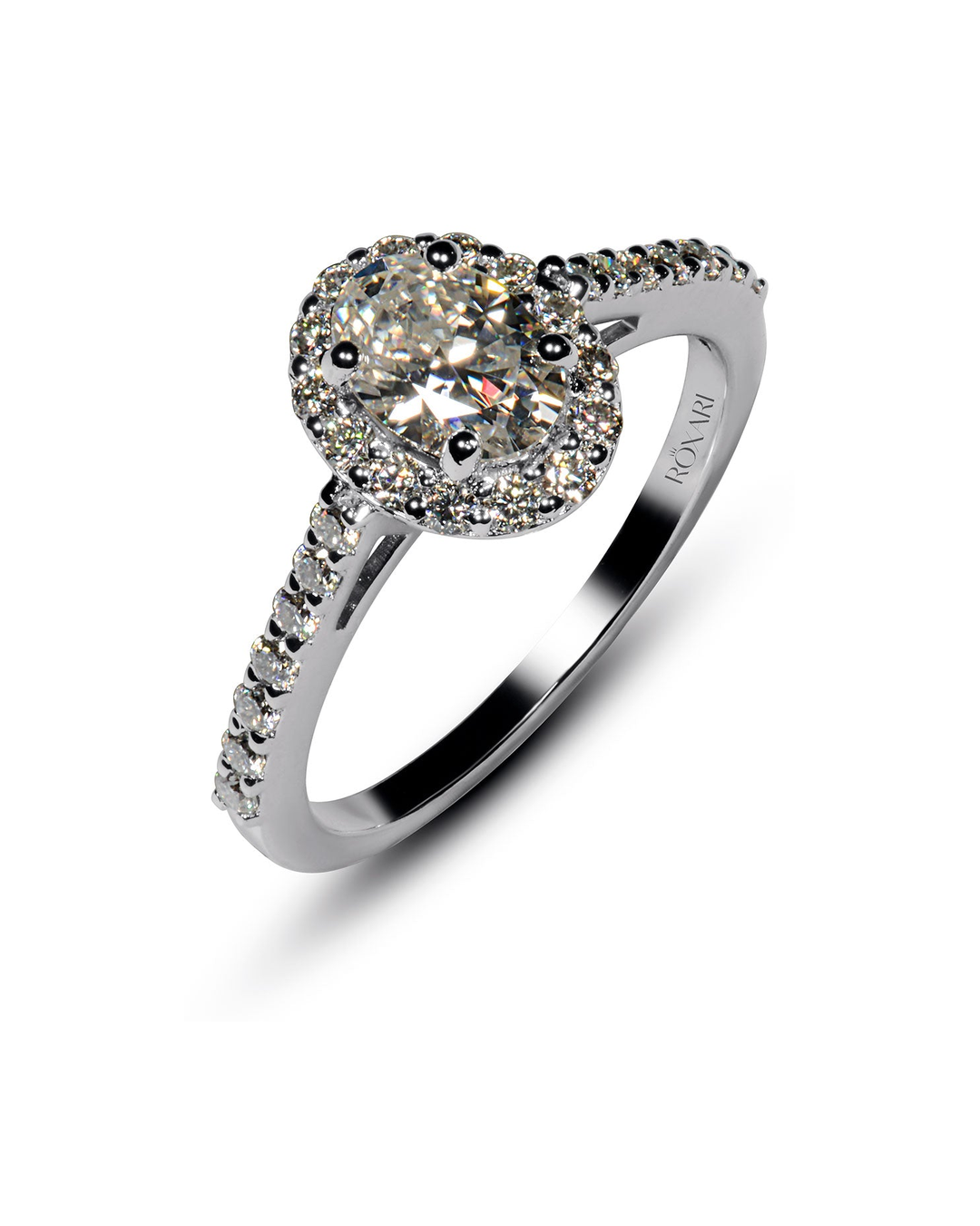 1 Carat Oval Cut Moissanite Divine Halo Ring