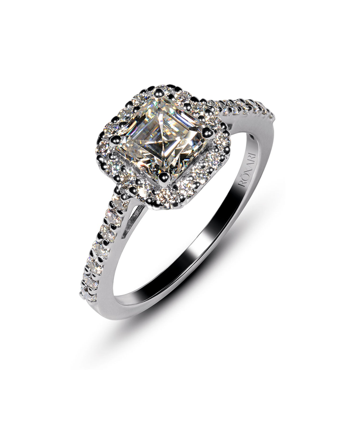 1 Carat Asscher Cut Moissanite Diamond Ring in 925 Sterling Silver