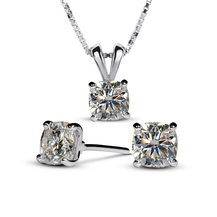 Buy 1 Carat Cushion Cut Moissanite Pendant Set for women 