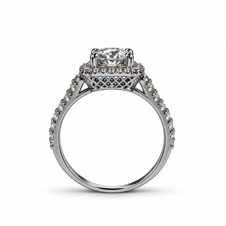 1 Carat Cushion Cut Moissanite Serenity Ring