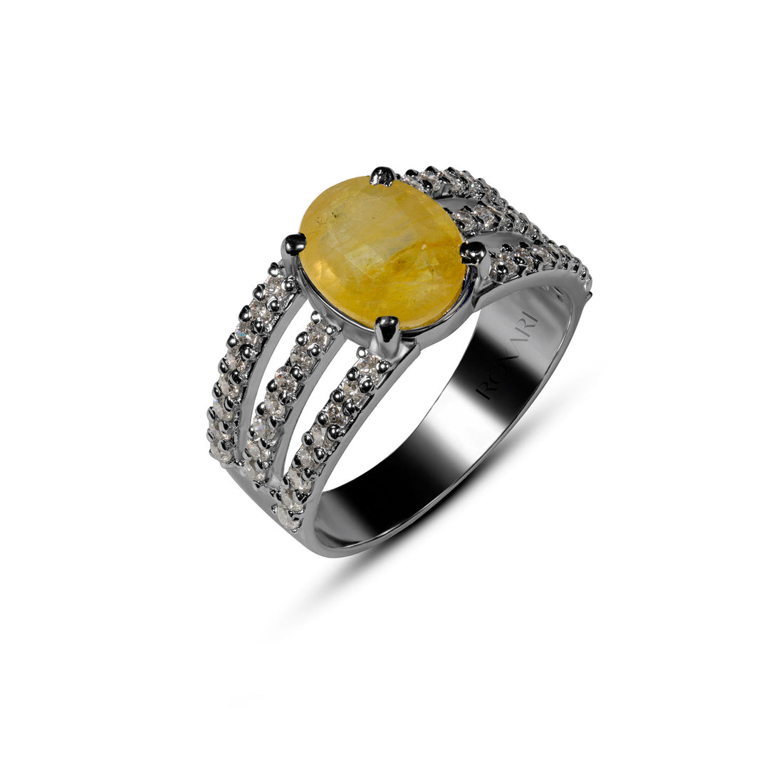 Yellow Sapphire silver ring for women | Roxari