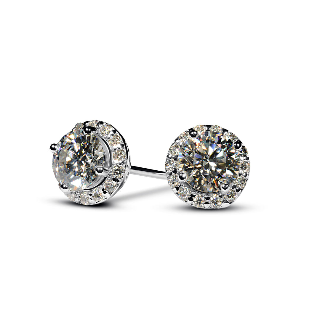 1 Carat Moissanite Diamond Brilliant Cut Studs for women 