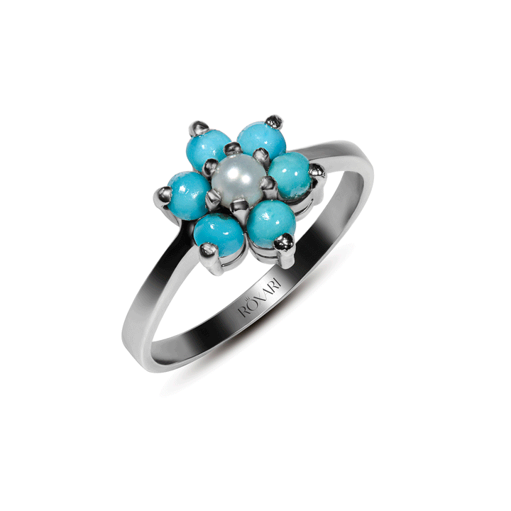 Natural Turquoise With Pearl Ring