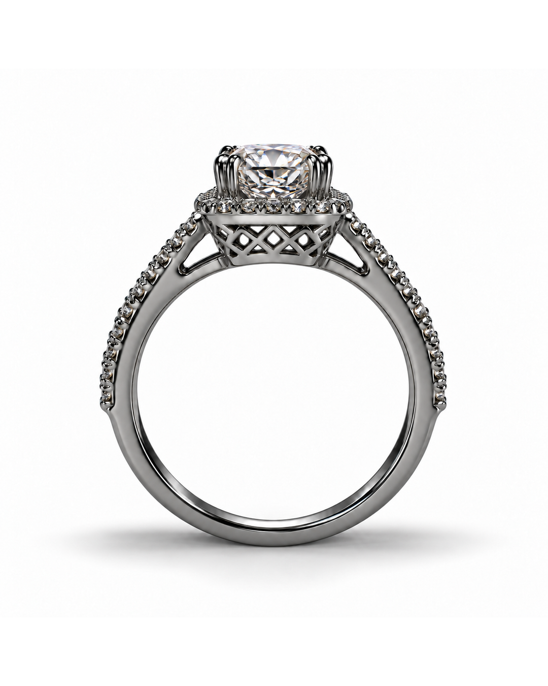 2 Carat Moissanite Velora Sparkle Ring shown in side profile