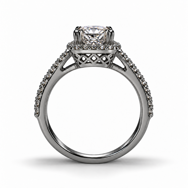 2 Carat Moissanite Velora Sparkle Ring shown in side profile