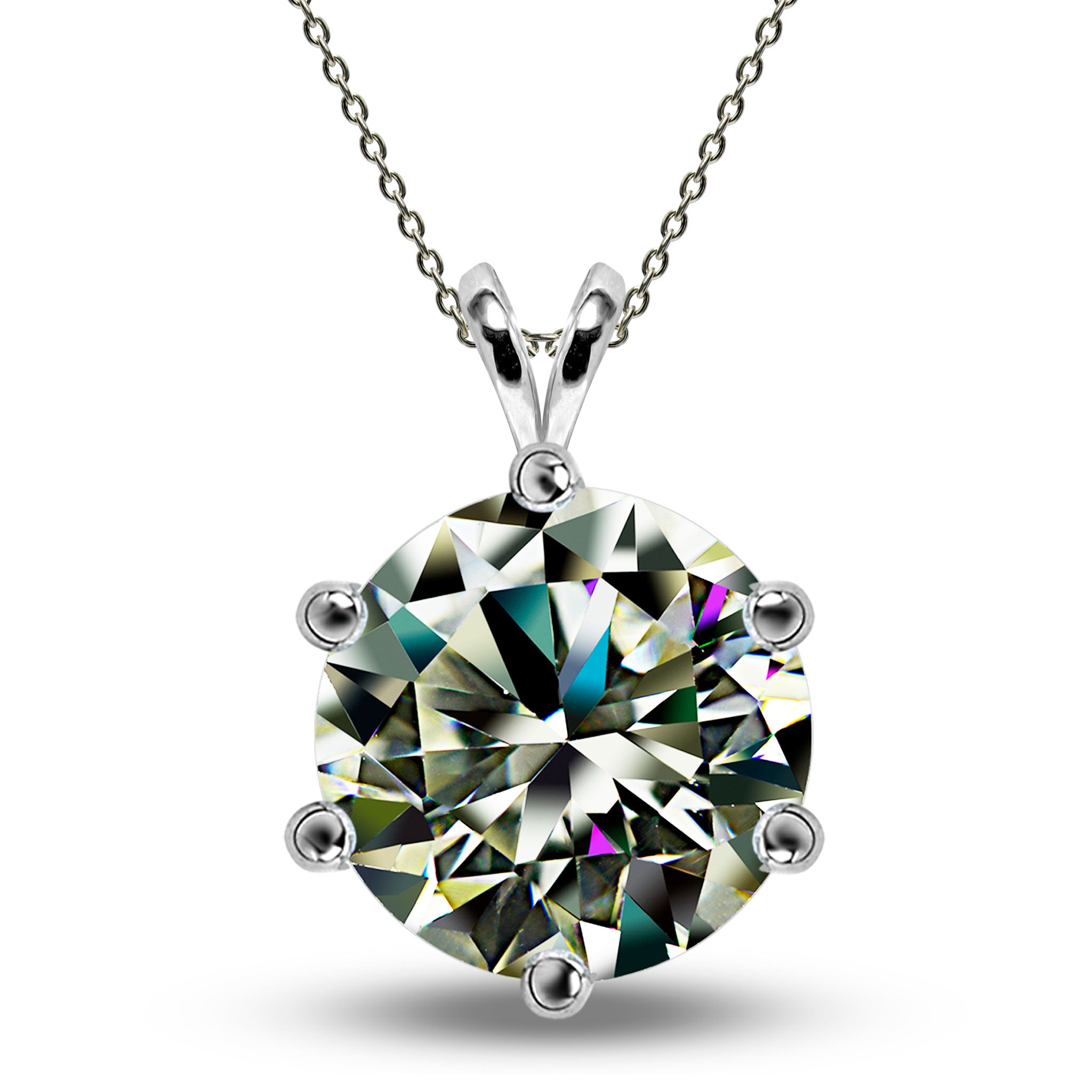 Diamond Necklace, Diamond Pendant, 1.5 Ct Round Cut, Martini Style, Cr -  Brilliant Lab Creations