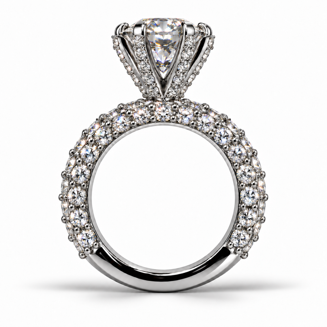 5CT Moissanite Valerine Ring shown in side profile