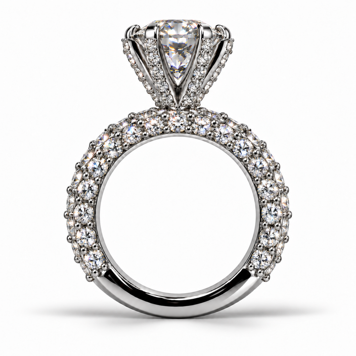 5CT Moissanite Valerine Ring shown in side profile