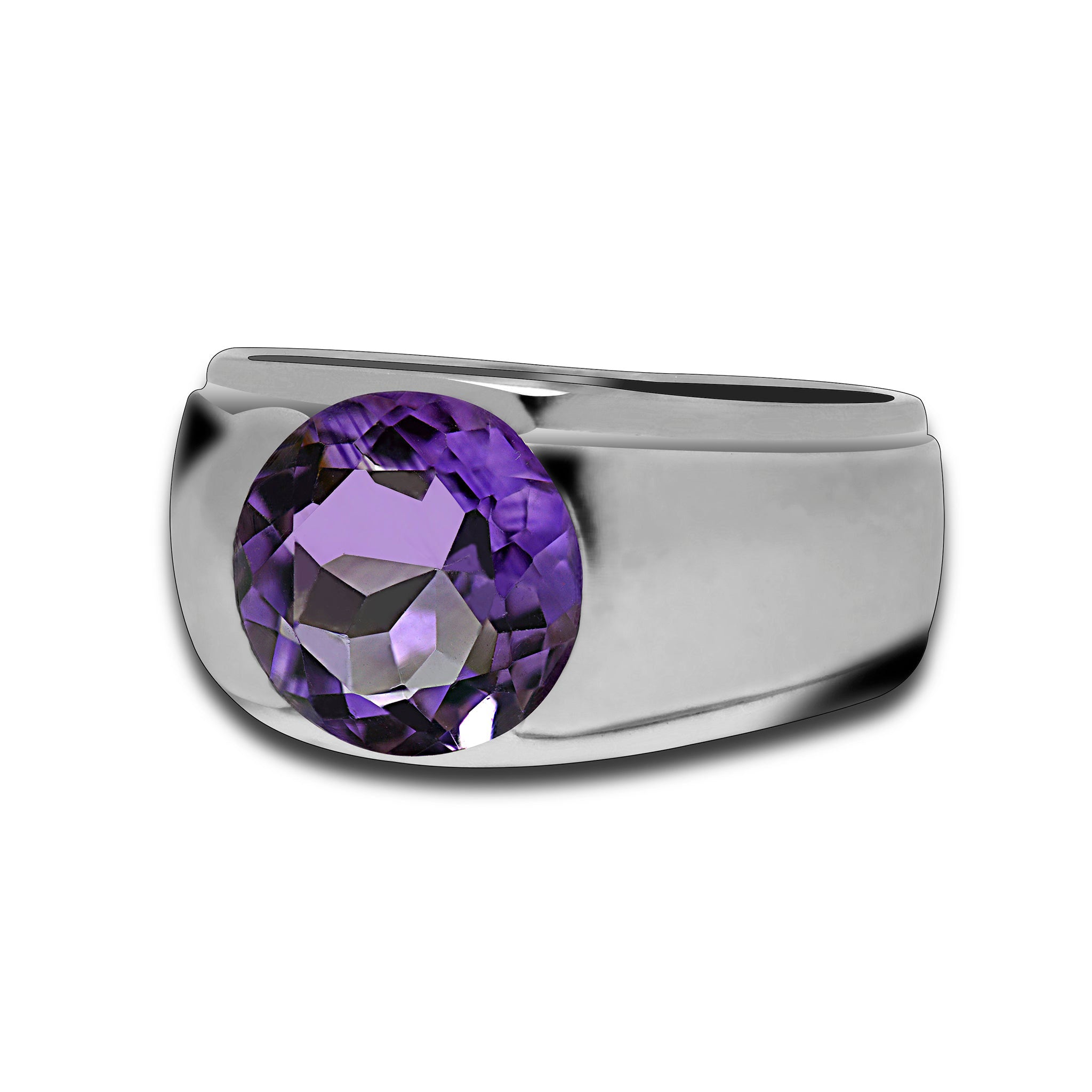 Mens sterling silver amethyst on sale ring