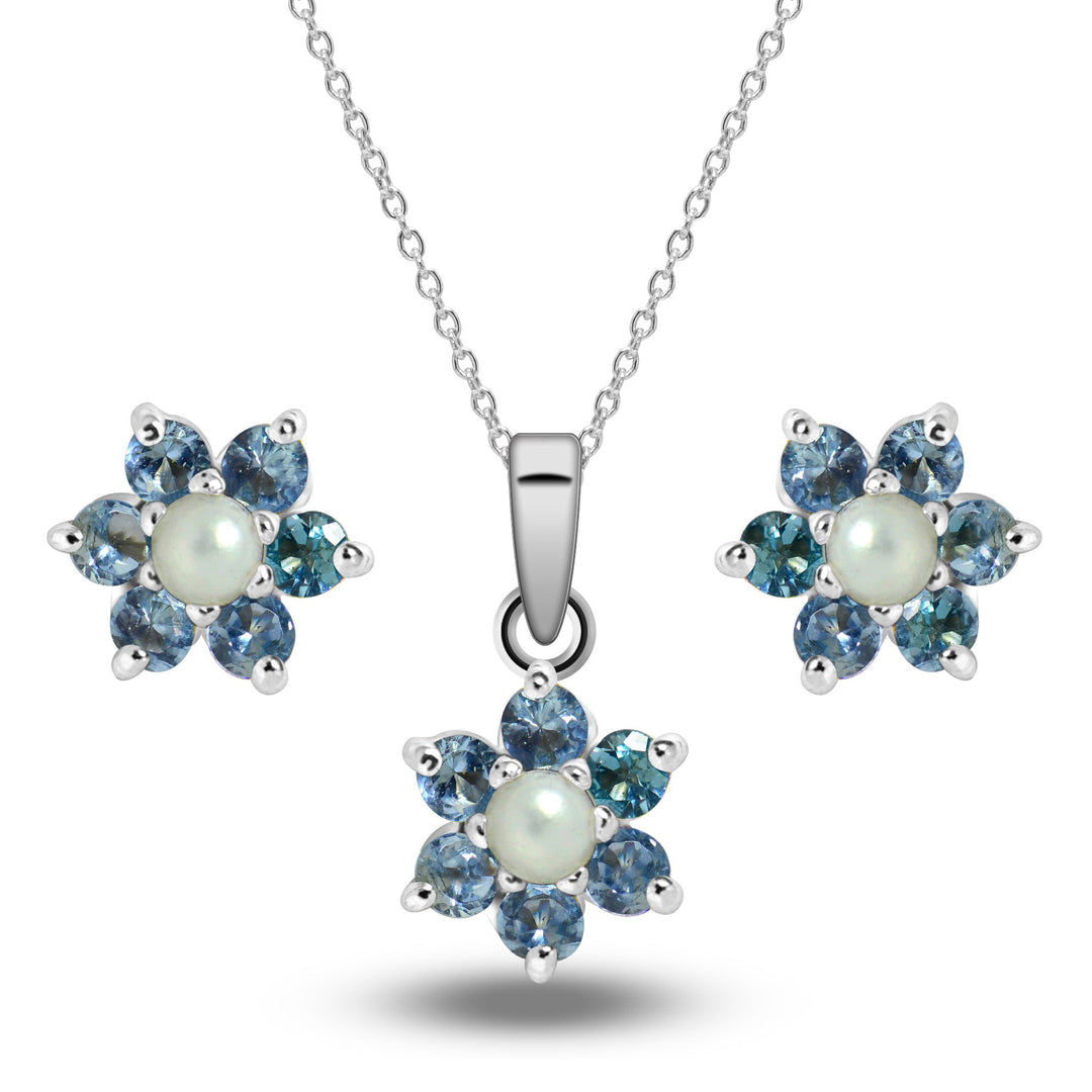 Blue Topaz Pendant set