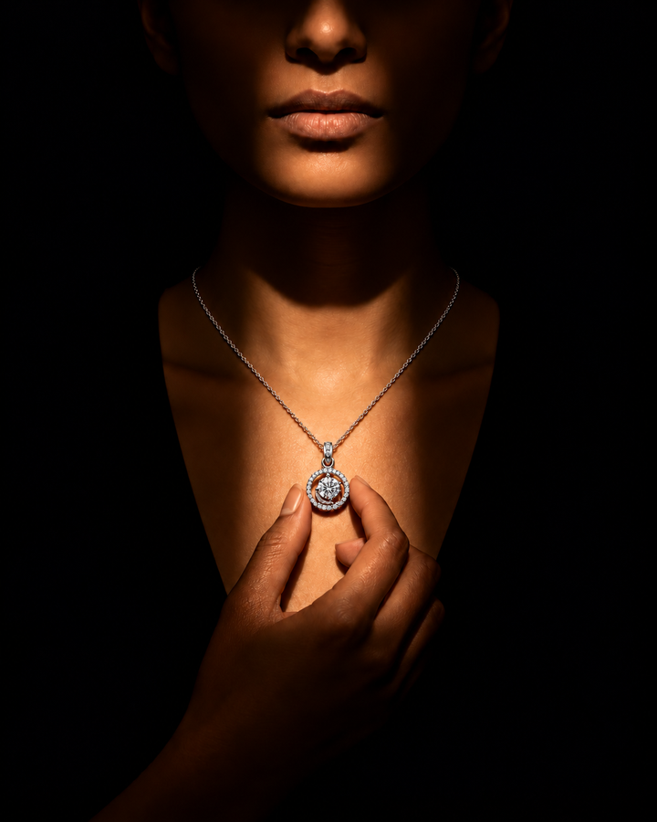 1 Carat Moissanite Celestial Halo Pendant