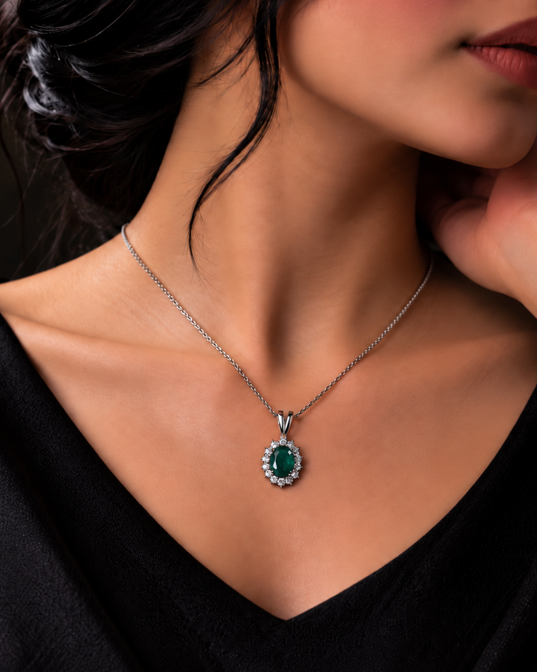 Natural Emerald Diana Pendant