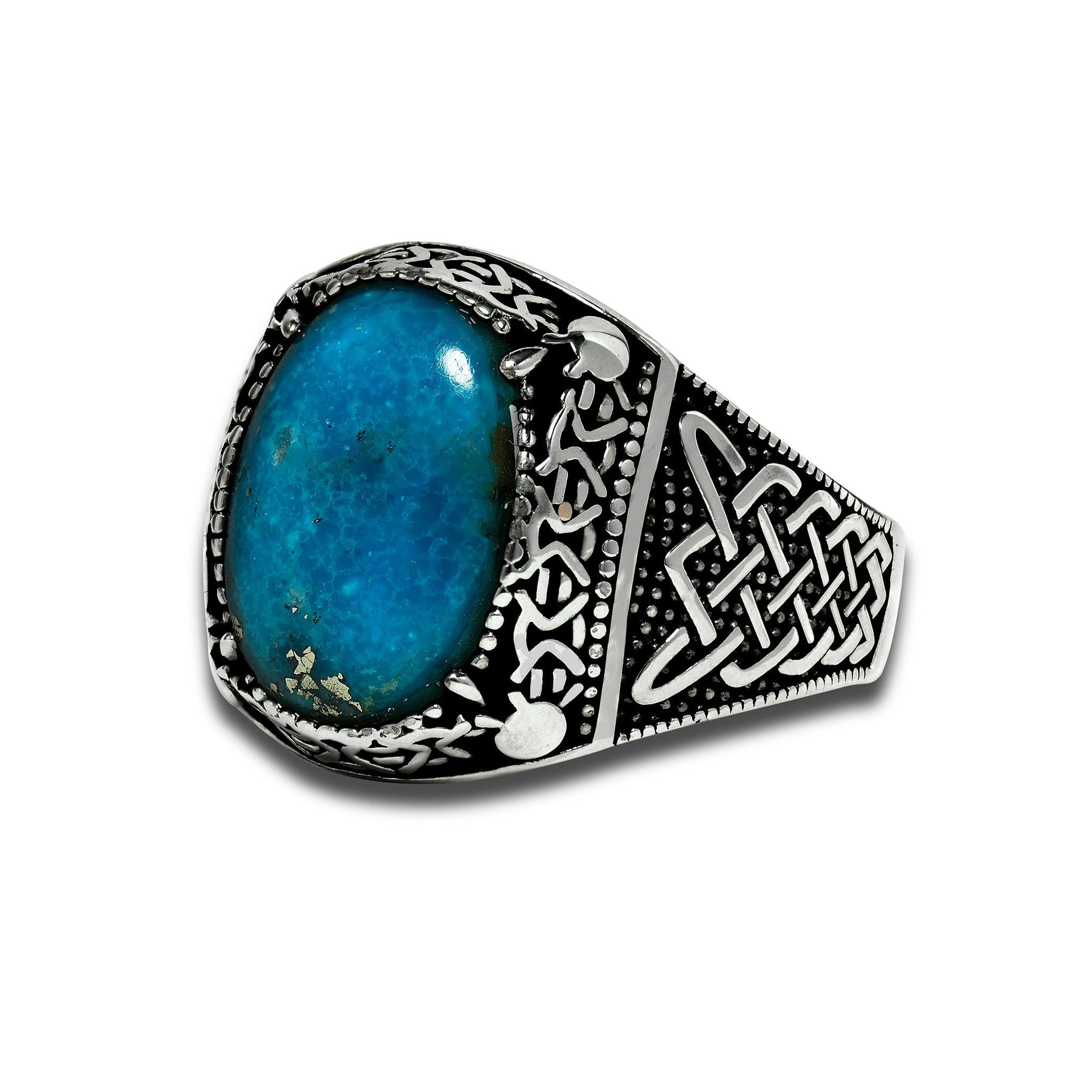 925 Silver Turquoise Irani Ring فیروزہ