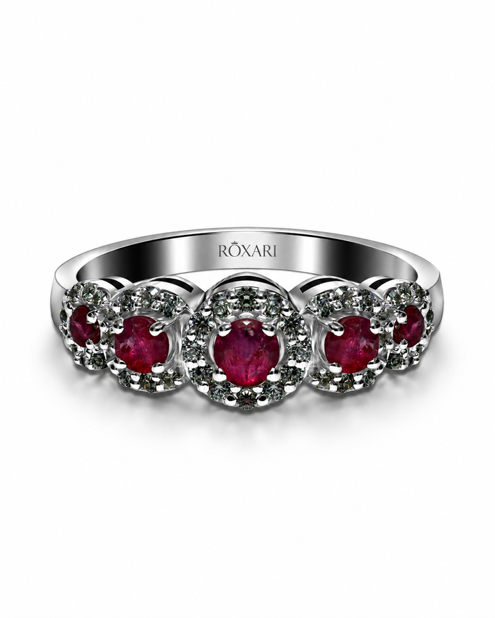 Natural Ruby Halo Burst Band