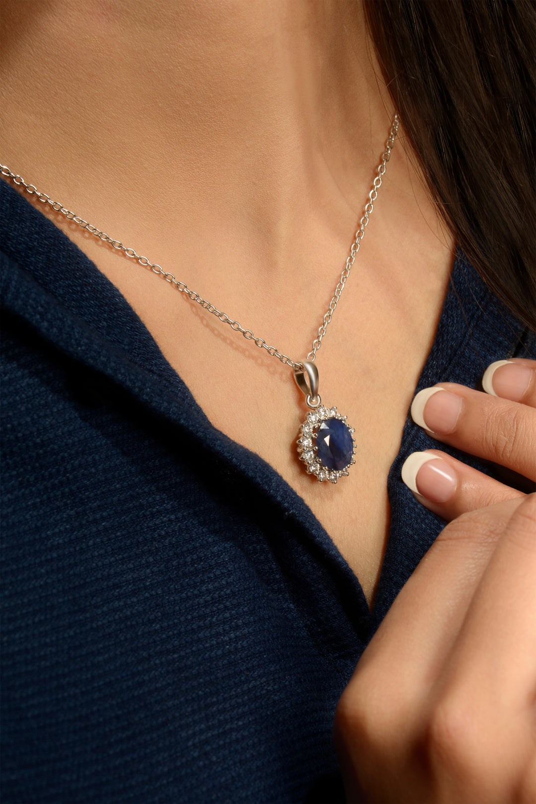 Natural Sapphire Diana Pendant