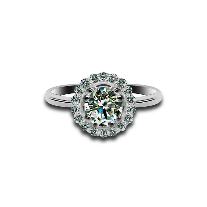 Moissanite halo ring | Roxari