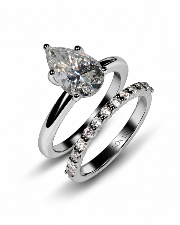 3 Carat Pear Cut Moissanite Timeless Stackable Ring