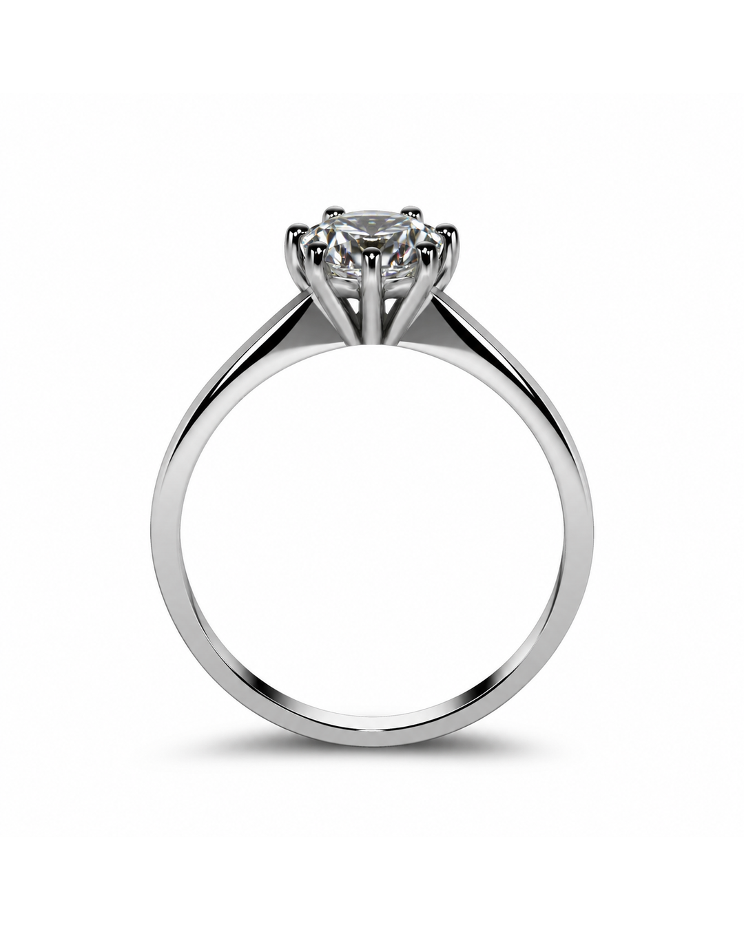 Solitaire ring shown in side profile