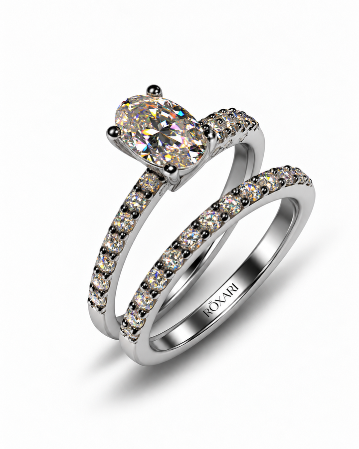 1 Carat Oval Cut Moissanite Sleek Vow Ring