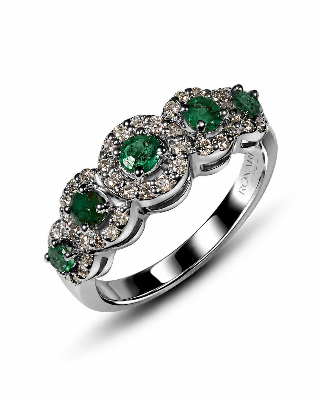 Natural Emerald Halo Burst Band