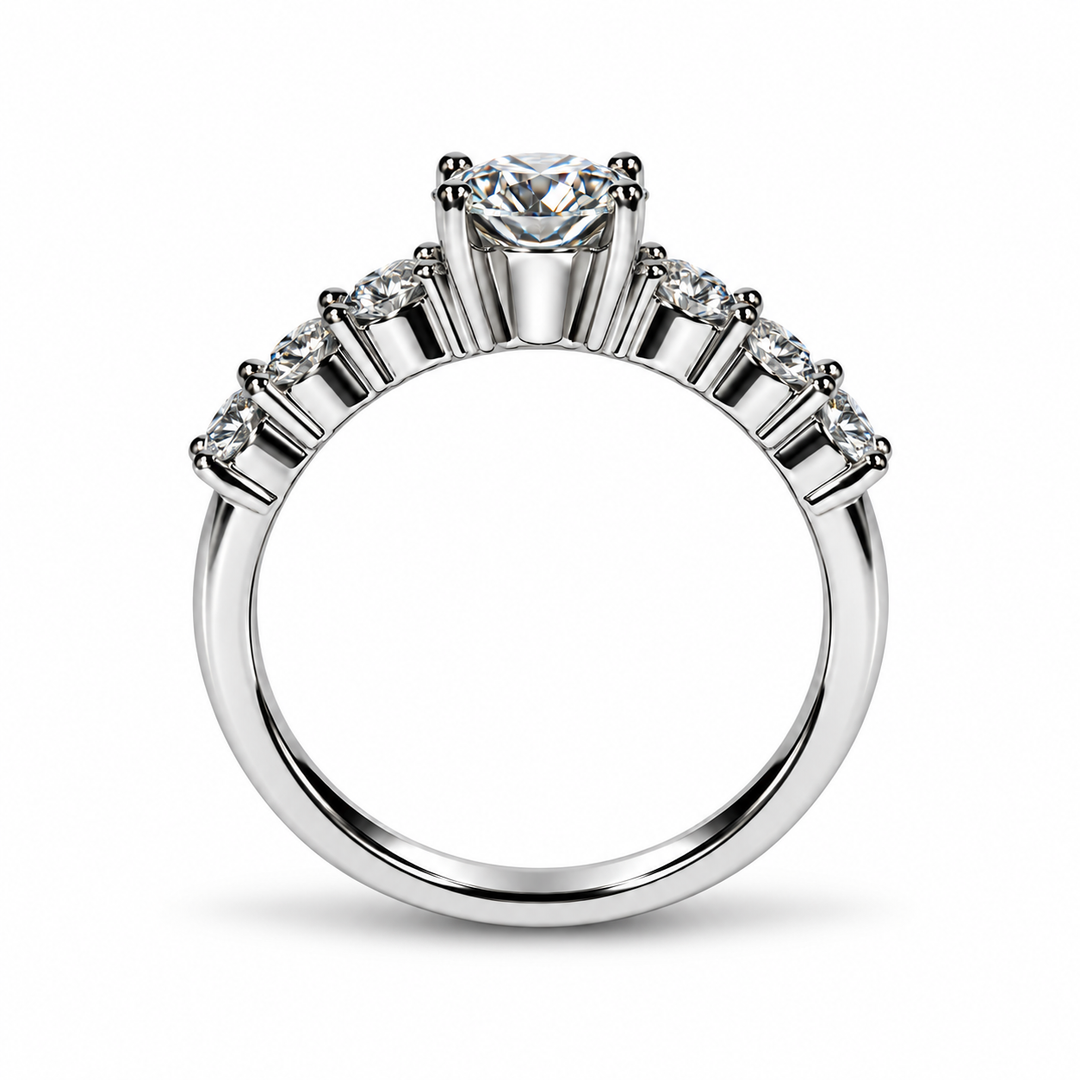 1 Carat Moissanite Velisse Sparkle Ring shown in side profile