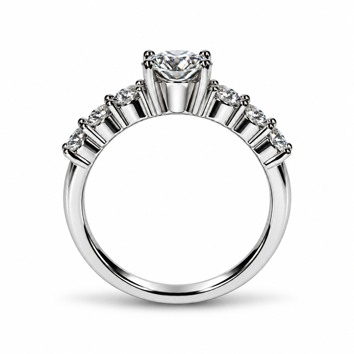 1 Carat Moissanite Velisse Sparkle Ring shown in side profile
