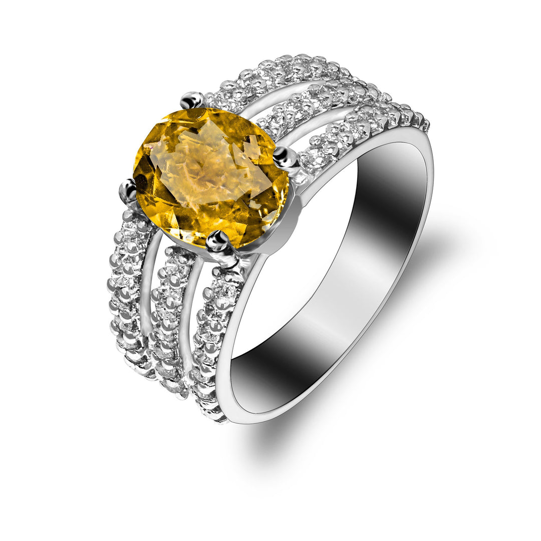 Yellow Sapphire silver ring for women | Roxari