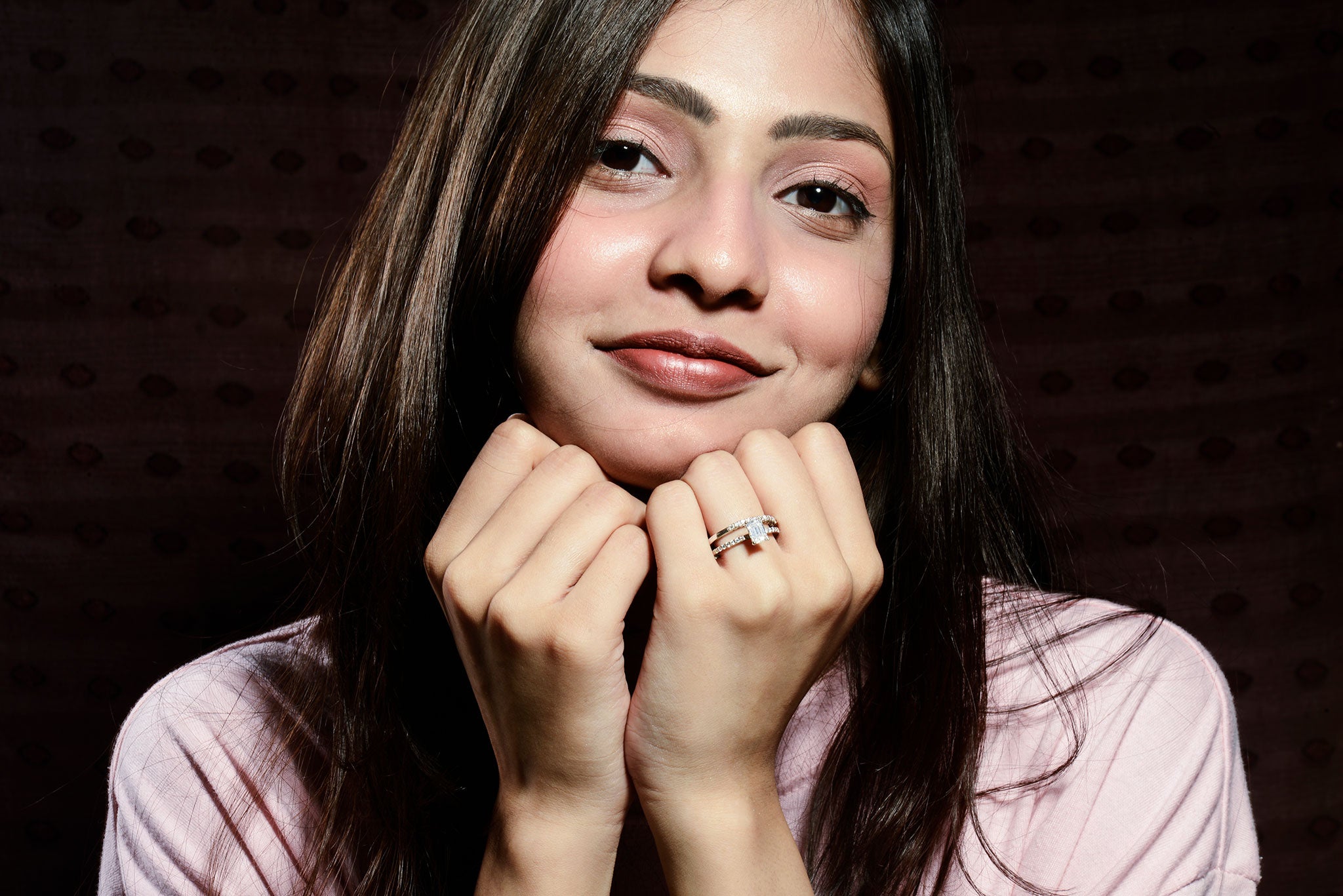 emerald cut moissanite ring with pavé shoulders – premium Pakistani jewelry