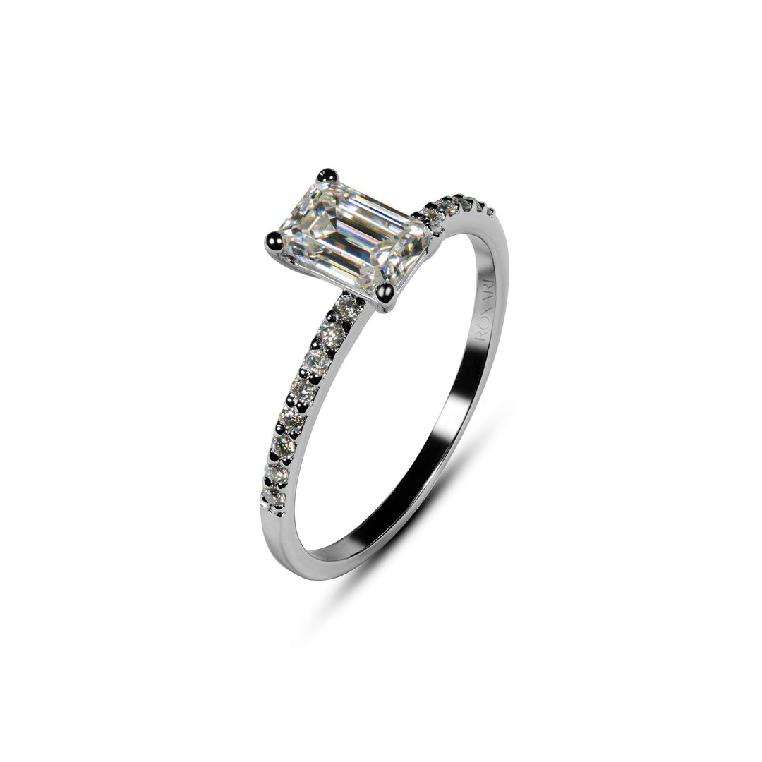 1 carat Emerald cut Moissanite Diamond ring