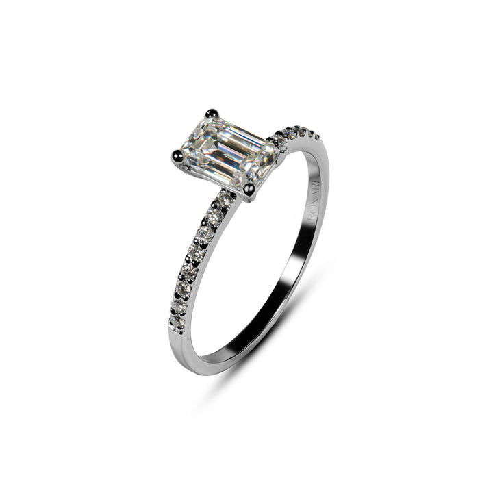 1 carat Emerald cut Moissanite Diamond ring