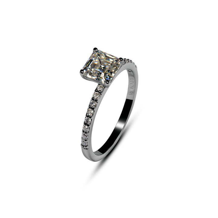 1 carat Asscher cut Moissanite diamond ring