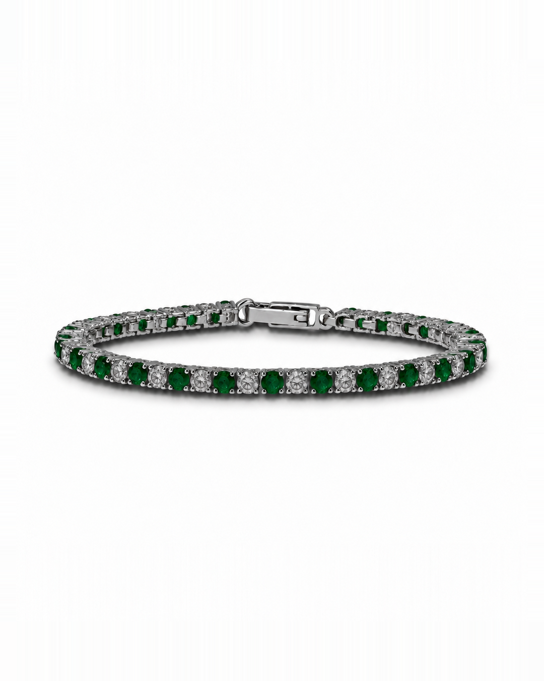 Emerald and diamond tennis bracelet